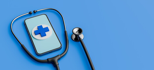 Copyspace background of telemedicine concept using mobile devices. 3d rendering