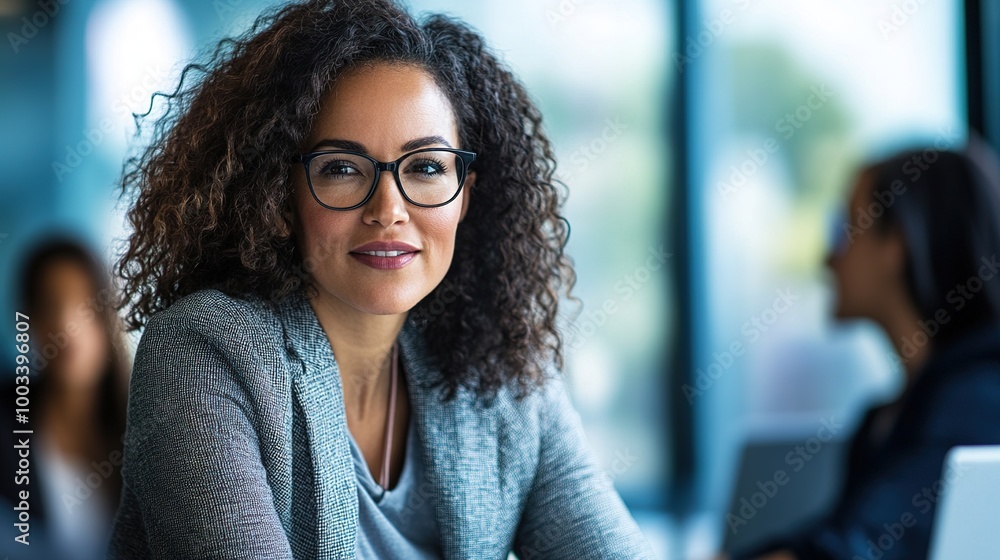 Wall mural Confident Young Woman in Modern Office Setting