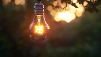 Illuminated Lightbulb in Nature
