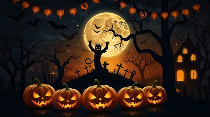 Fototapeta premium halloween background with pumpkin