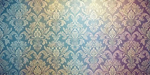 An Elegant Floral Pattern Wallpaper with a Vintage Aesthetic and Delicate White Floral Designs on a Teal and Purple Background