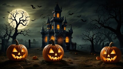 halloween background with pumpkins