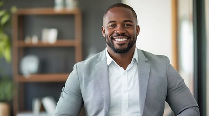 Obraz premium Confident Businessman in Modern Office Setting