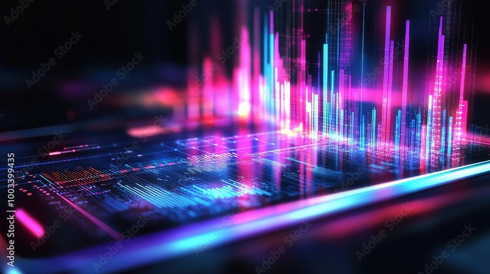 Poster digital data visualization with vibrant colors