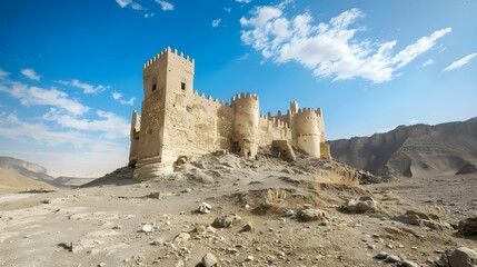 CASTLE RUINS IN THE DESERT WALLPAPER BACKGROUND	