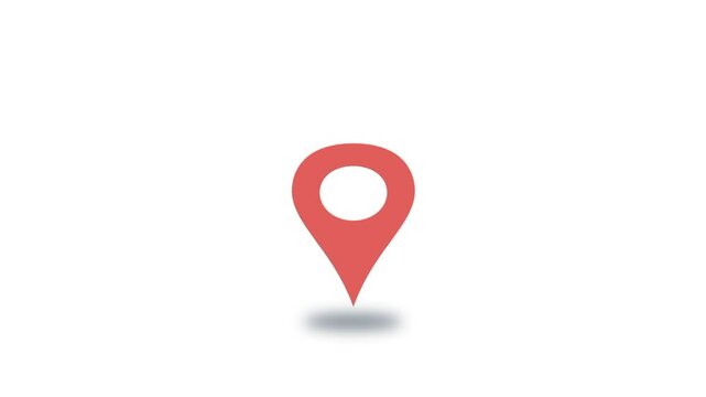 animated red maps pin icon with isolated white background