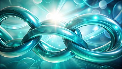 Fototapeta premium Abstract Shiny Teal Loops Intertwined with a Glowing Light Source