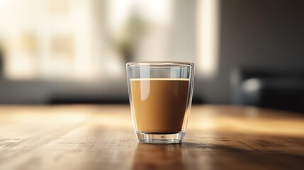 A Glass of Coffee on a Wooden Table
