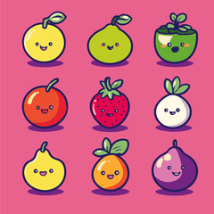 Fruits and Veggies smiling vector