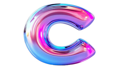 Metallic Letter C with Iridescent Color.