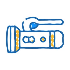 flashlight diver device doodle icon sketch vector. flashlight diver device sign. isolated symbol illustration