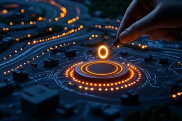 An urban planner analyzing traffic patterns on a city map, determining the best layout for reducing congestion and improving transportation efficiency