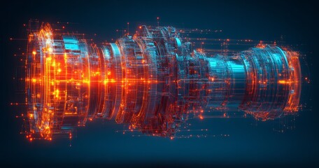 3d rendering of abstract mechanical engine component