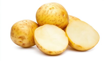 Fresh Yellow Potatoes Isolated on White Background