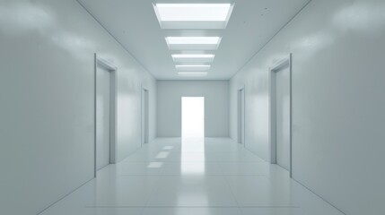 Minimalist 3D Space with Confined Hallway Design