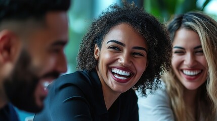 Fototapeta premium Joyful Friends Sharing Laughter in a Bright Setting