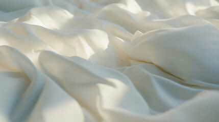 Obraz premium a close-up of a soft white pillow on smooth white sheets, where the play of light and shadow creates a dynamic yet calming composition