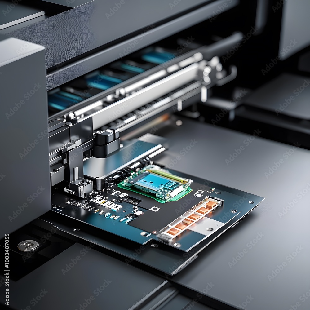 Poster close-up of circuit board in a machine.