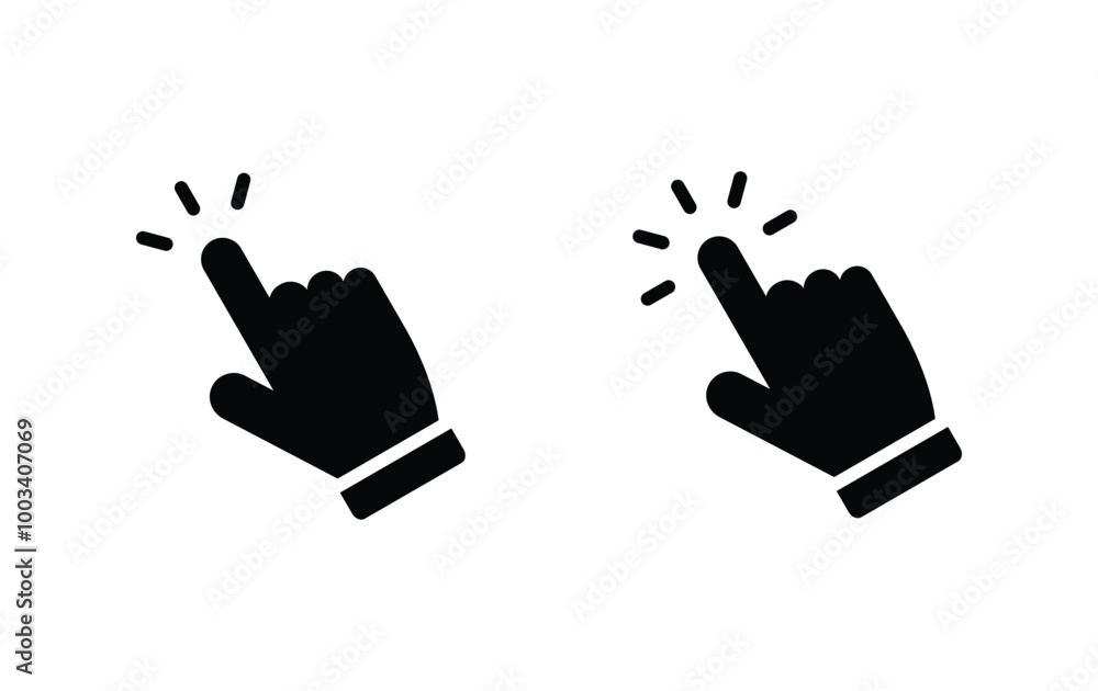 Poster hand cursor click icon vector. hand pointer click icon vector