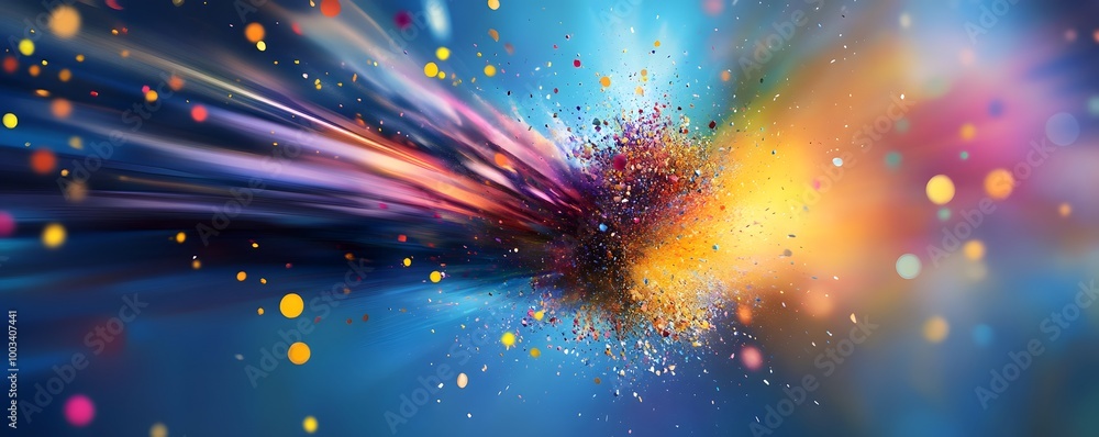 Canvas Prints Abstract Colorful Burst with Bokeh Lights.