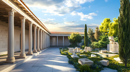 Obraz premium Ancient greek agora 3d illustration. Greek Agora. Illustration
