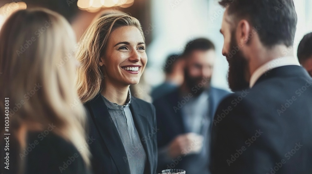 Poster elegant networking event smiles and conversations