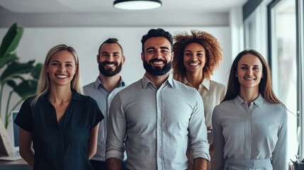 Fototapeta premium Diverse Team Smiling in Modern Office Environment