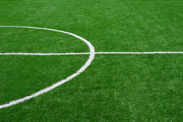 Soccer Football Field Artificial Grass With White Line.