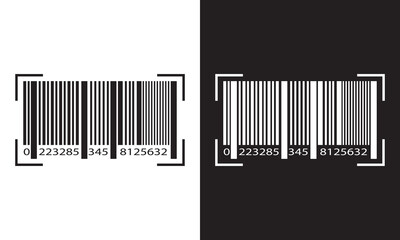 Fake barcode scanner icon vector set for design collection apps and website UI. Vector illustration isolated on white and black  background. EPS 10