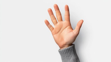 Naklejka premium Open Hand Palm Up Gesture on White Background