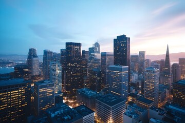 Mesmerizing Cityscape at Twilight Blending Modern and Traditional Architecture