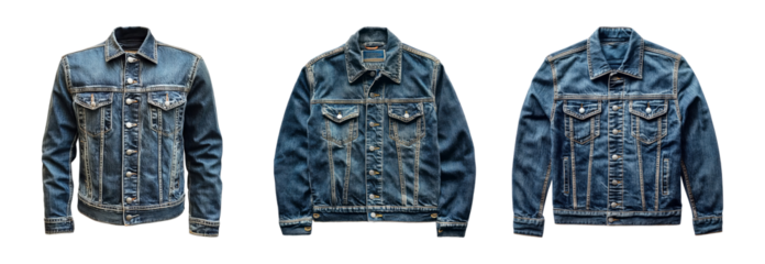 Stylish denim jackets on transparent background