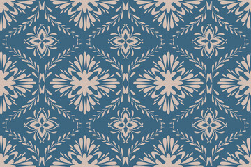 seamless pattern with flowers Oreintal Flora Damask embroidery, Indian style.  art ornament print.Design for carpet, cover.wallpaper, wrapping, fabric, clothing