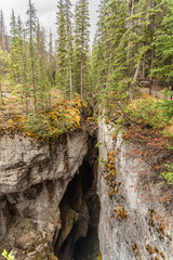 Incredible Maligne Canyon in Jasper National Park during spring time with unreal scenic Canadian...