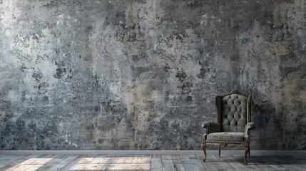 The interior of the room has an armchair with an empty gray background AI generated image