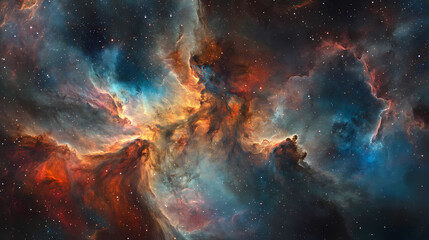 Fototapeta premium Colorful nebula. Interstellar Travel. Illustration