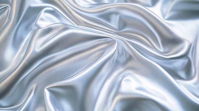 a close-up, top-down view of metallic foil fabric or mylar sheets, filling the entire frame with intricate reflections and shimmering highlights
