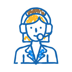 call center worker doodle icon sketch vector. call center worker sign. isolated symbol illustration