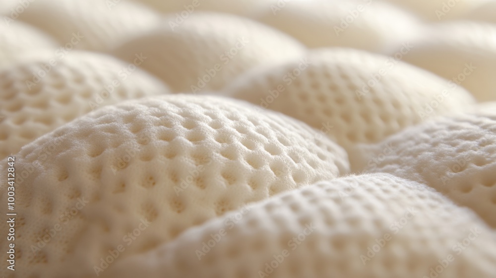 Poster close-up of textured, bumpy surface resembling foam, displaying a repeating pattern of rounded shape
