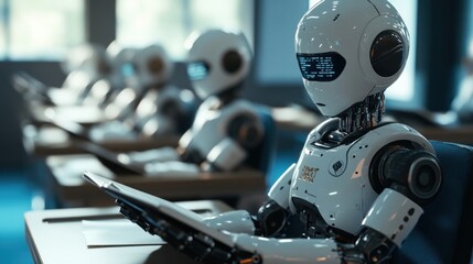 Fototapeta premium Robots in a Classroom