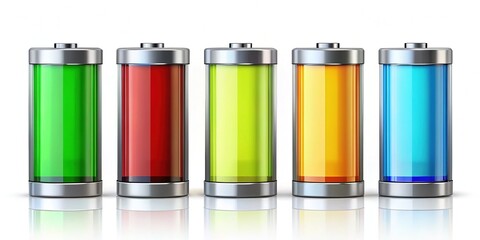 Batteries icon collection featuring Thin, Light, Regular, and Bold styles, all isolated against a clean white background, showcasing versatility and modern design. Perfect for various applications.