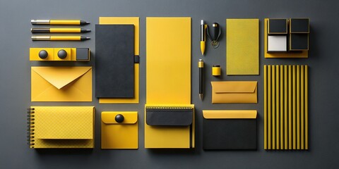 Chic yellow and black corporate stationery designs enhance professional branding and identity, providing a sophisticated touch to your business communications and ensuring a memorable impression.