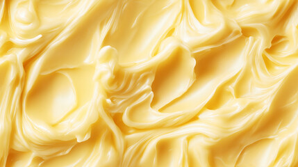 a close-up, top-down view of pine nut paste spread across the frame, filling the image with its pale yellow color and smooth, creamy texture