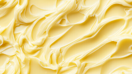 a close-up, top-down view of pine nut paste spread across the frame, filling the image with its pale yellow color and smooth, creamy texture
