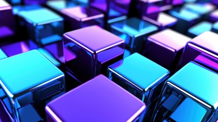 Colorful Reflective Cubes in Abstract Arrangement