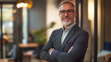 Fototapeta premium Confident Businessman in Modern Office Setting
