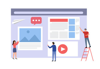 Content creator concept vector illustration. Freelancer Blogger.  Web design production.