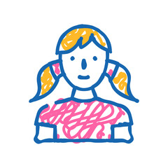 young woman doodle icon sketch vector. young woman sign. isolated symbol illustration