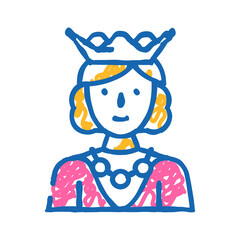queen woman doodle icon sketch vector. queen woman sign. isolated symbol illustration