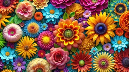 Vibrant floral textures intertwine with abstract shapes, creating a fusion of colors and forms that evoke nature&acirc;&euro;&trade;s beauty and artistic flair in a captivating design.